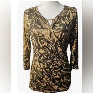 INC International Concepts Metallic Dark Brown and Gold  Blouse Women's Size 1x